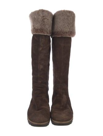 Aquatalia Suede Fur Trim Boots