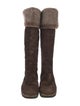 Aquatalia Suede Fur Trim Boots
