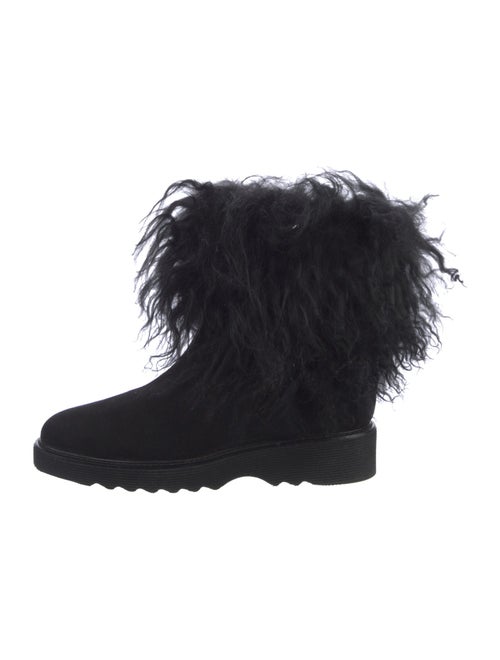 Aquatalia Suede Fur Trim Lace-Up Boots