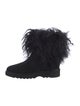Aquatalia Suede Fur Trim Lace-Up Boots