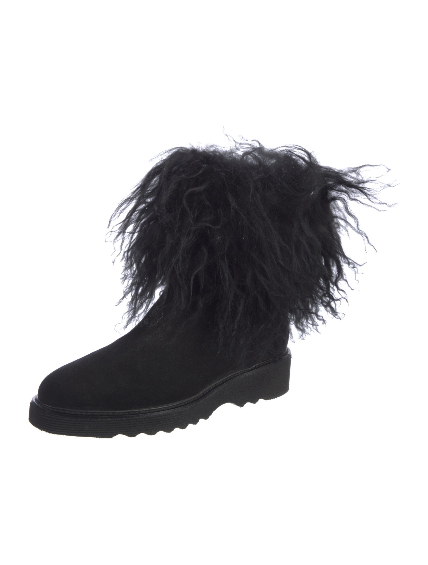 Aquatalia Suede Fur Trim Lace-Up Boots