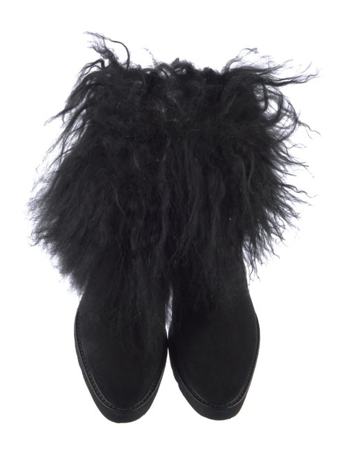 Aquatalia Suede Fur Trim Lace-Up Boots