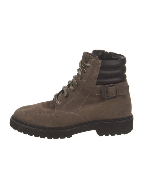 Aquatalia Suede Colorblock Pattern Combat Boots