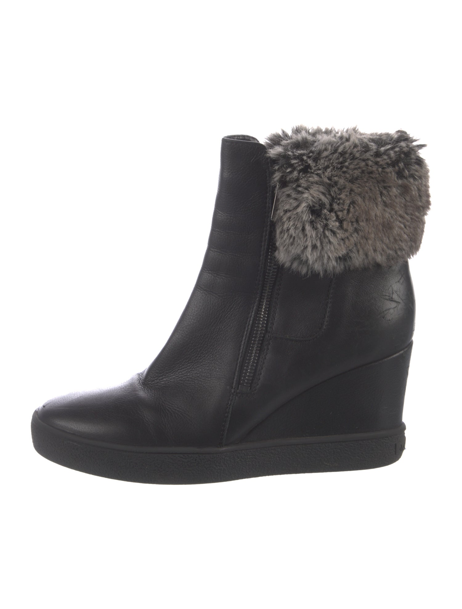 Aquatalia Leather Faux Fur Trim Boots