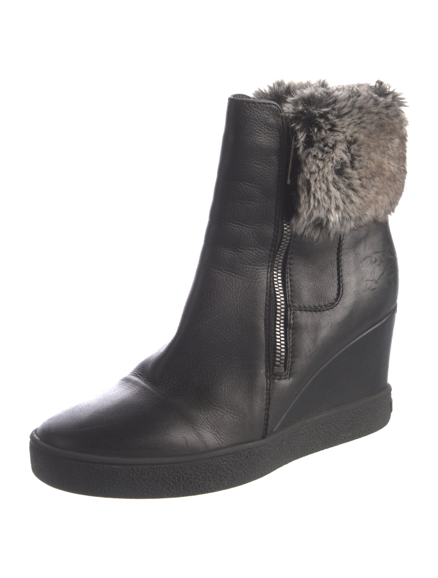 Aquatalia Leather Faux Fur Trim Boots