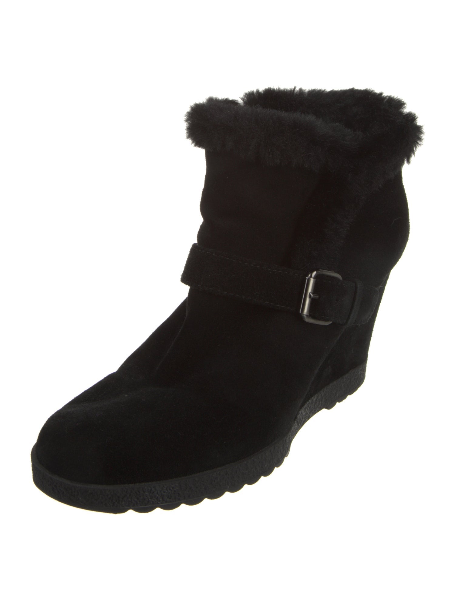 Aquatalia Suede Faux Fur Trim Lace-Up Boots