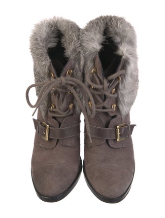 Aquatalia Suede Colorblock Pattern Lace-Up Boots