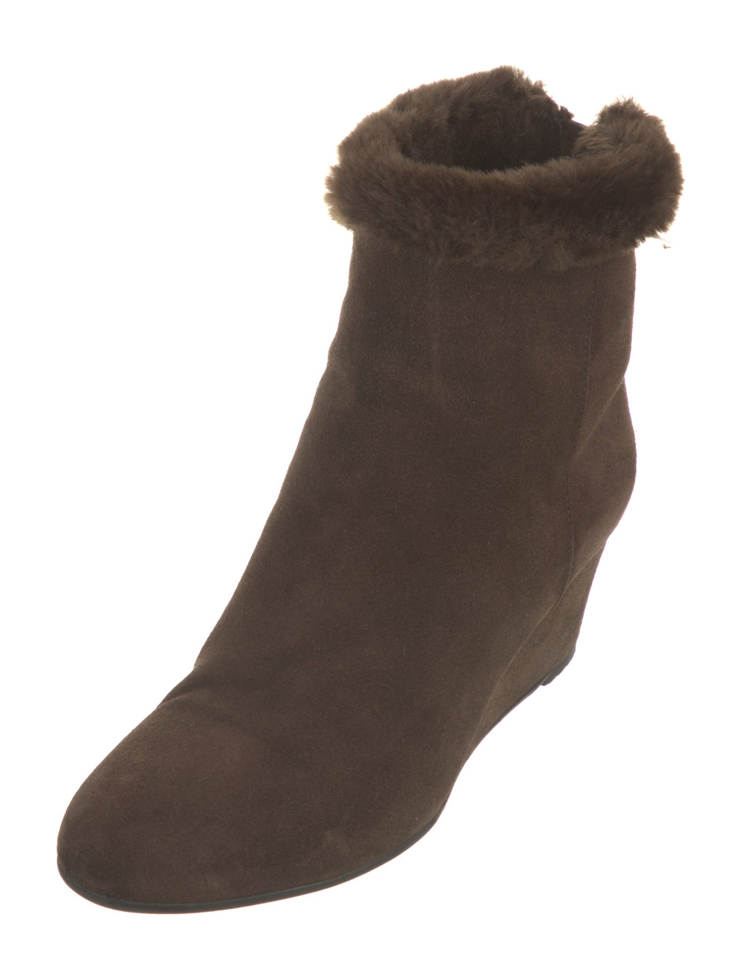 Aquatalia Suede Faux Fur Trim Boots