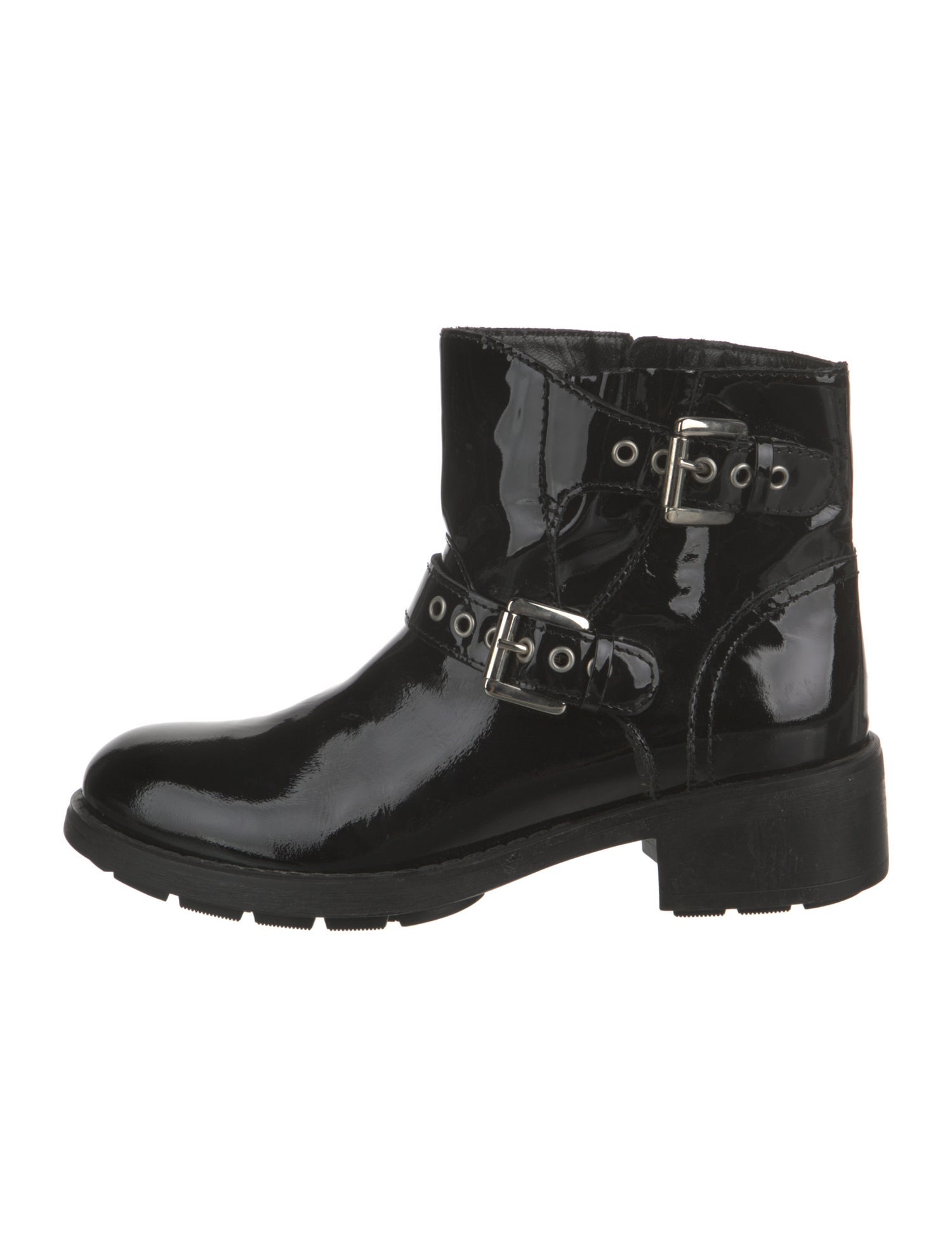 Aquatalia Patent Leather Moto Boots