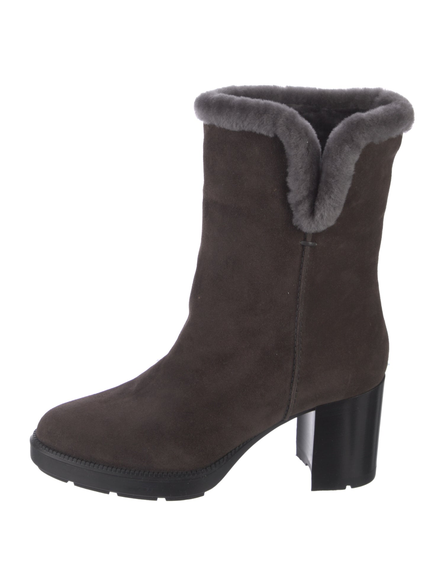 Aquatalia Suede Faux Fur Trim Boots