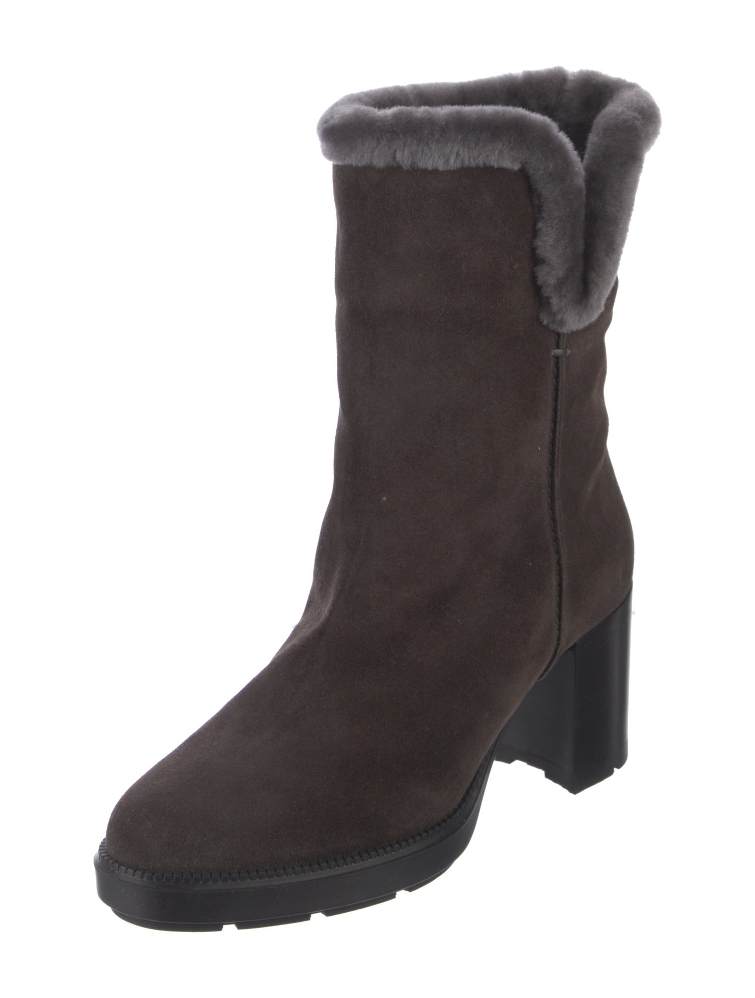 Aquatalia Suede Faux Fur Trim Boots