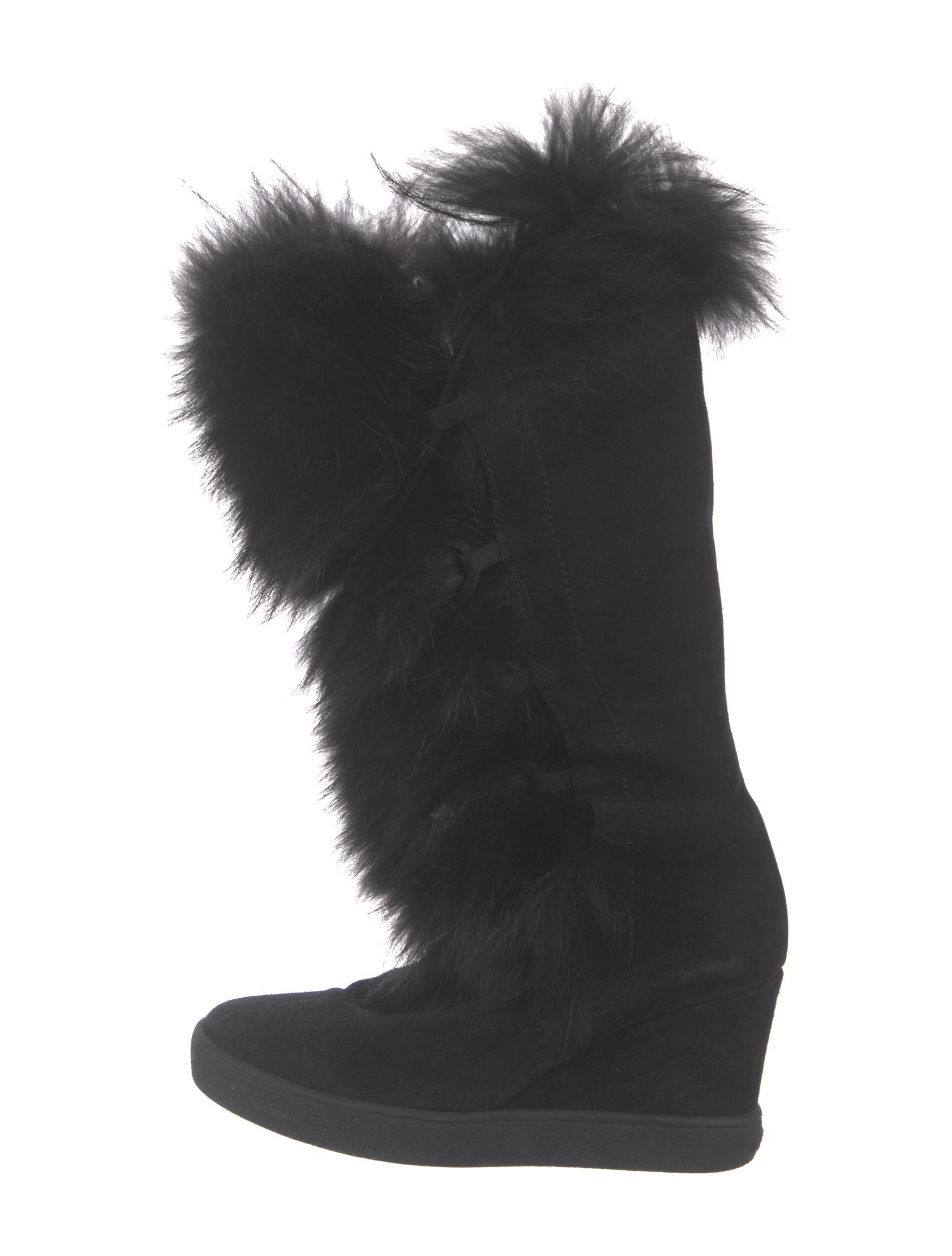 Aquatalia Suede Fur Trim Boots