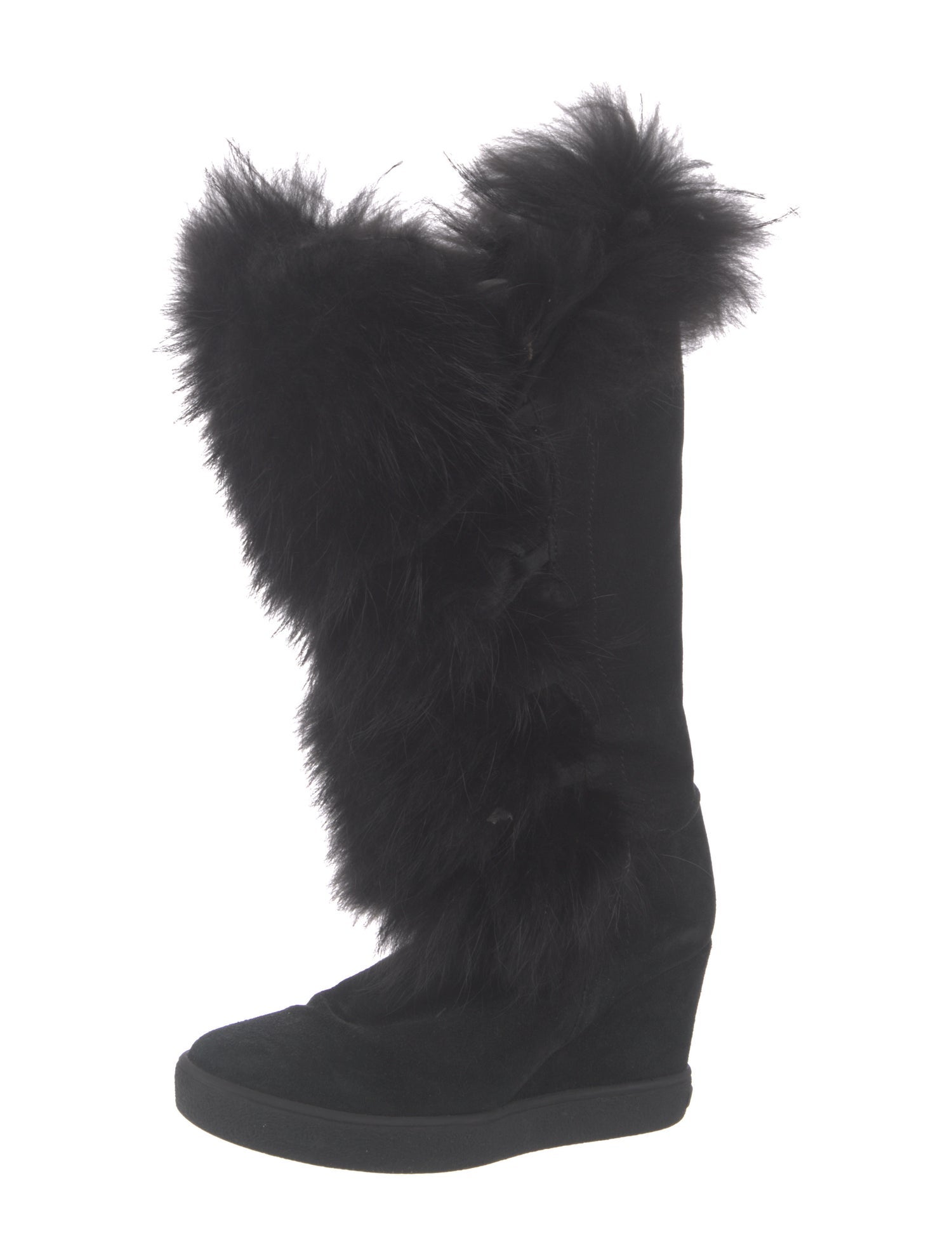 Aquatalia Suede Fur Trim Boots