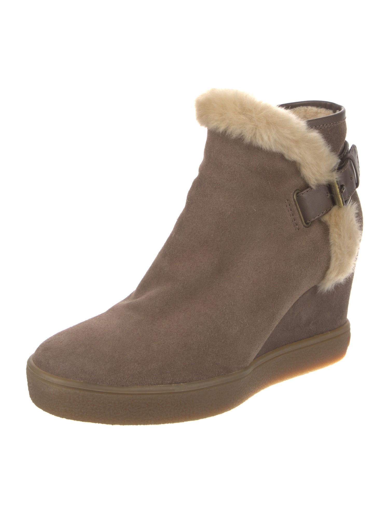 Aquatalia Suede Fur Trim Boots