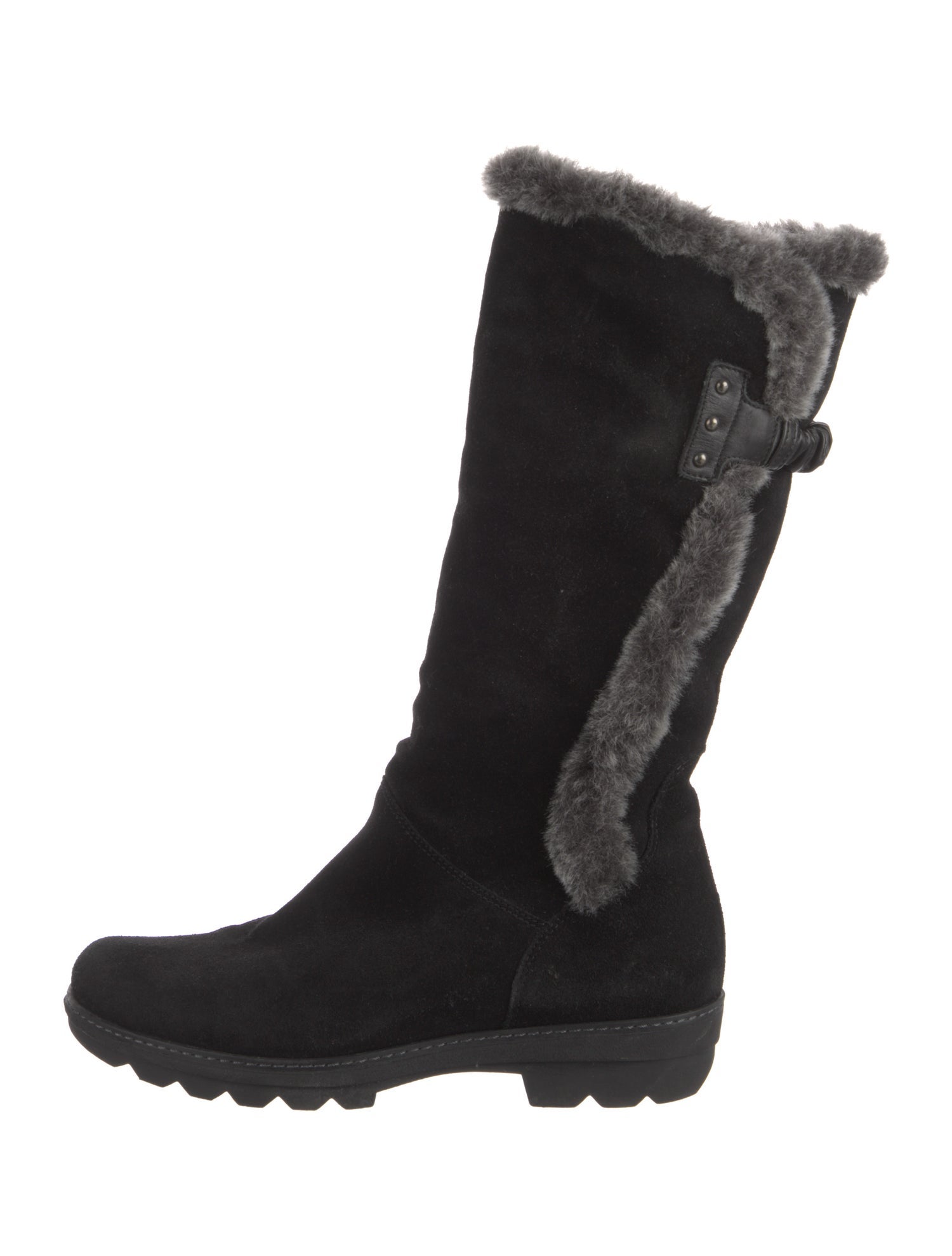 Aquatalia Suede Faux Fur Trim Moto Boots