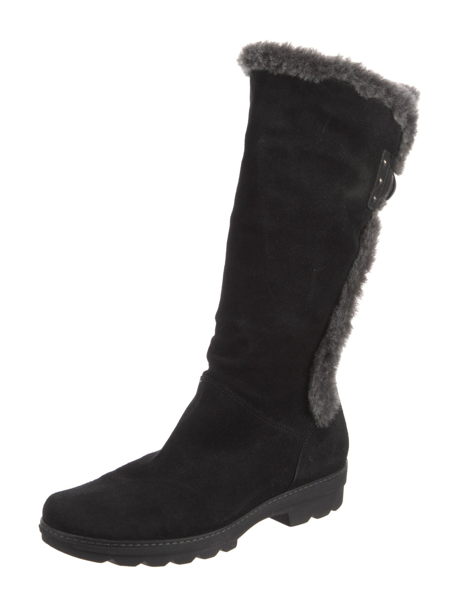 Aquatalia Suede Faux Fur Trim Moto Boots
