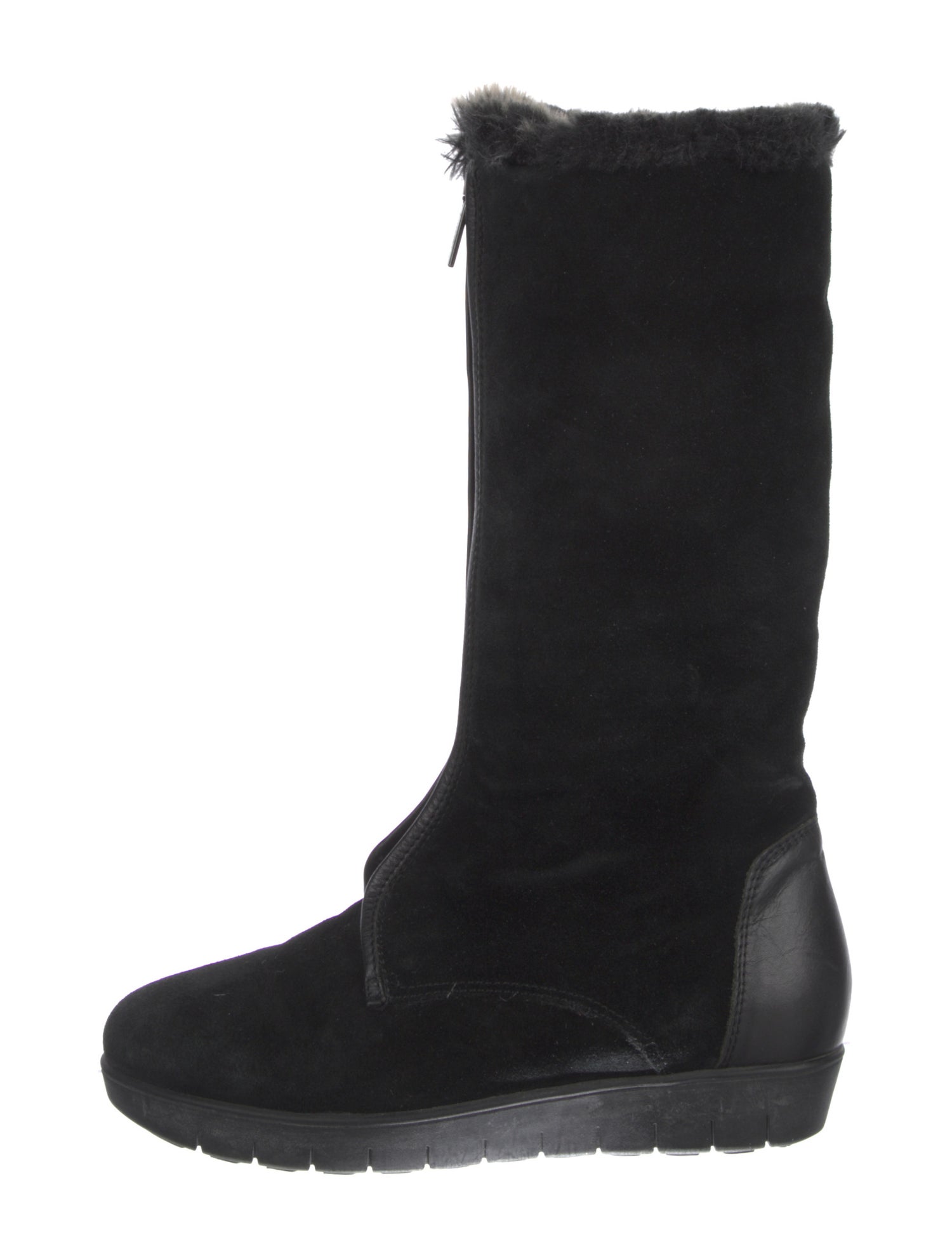 Aquatalia Suede Faux Fur Trim Boots