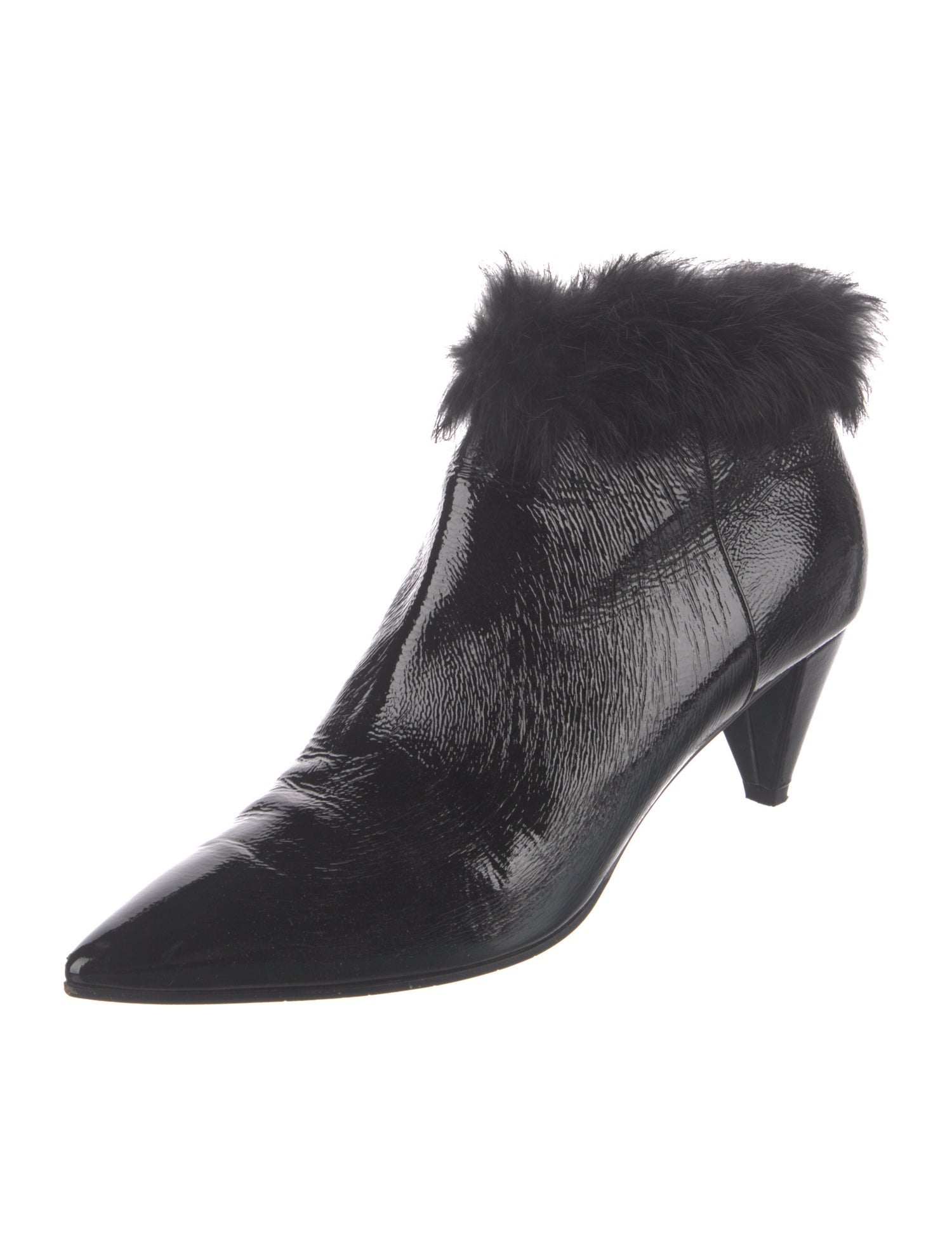 Aquatalia Patent Leather Fur Trim Boots