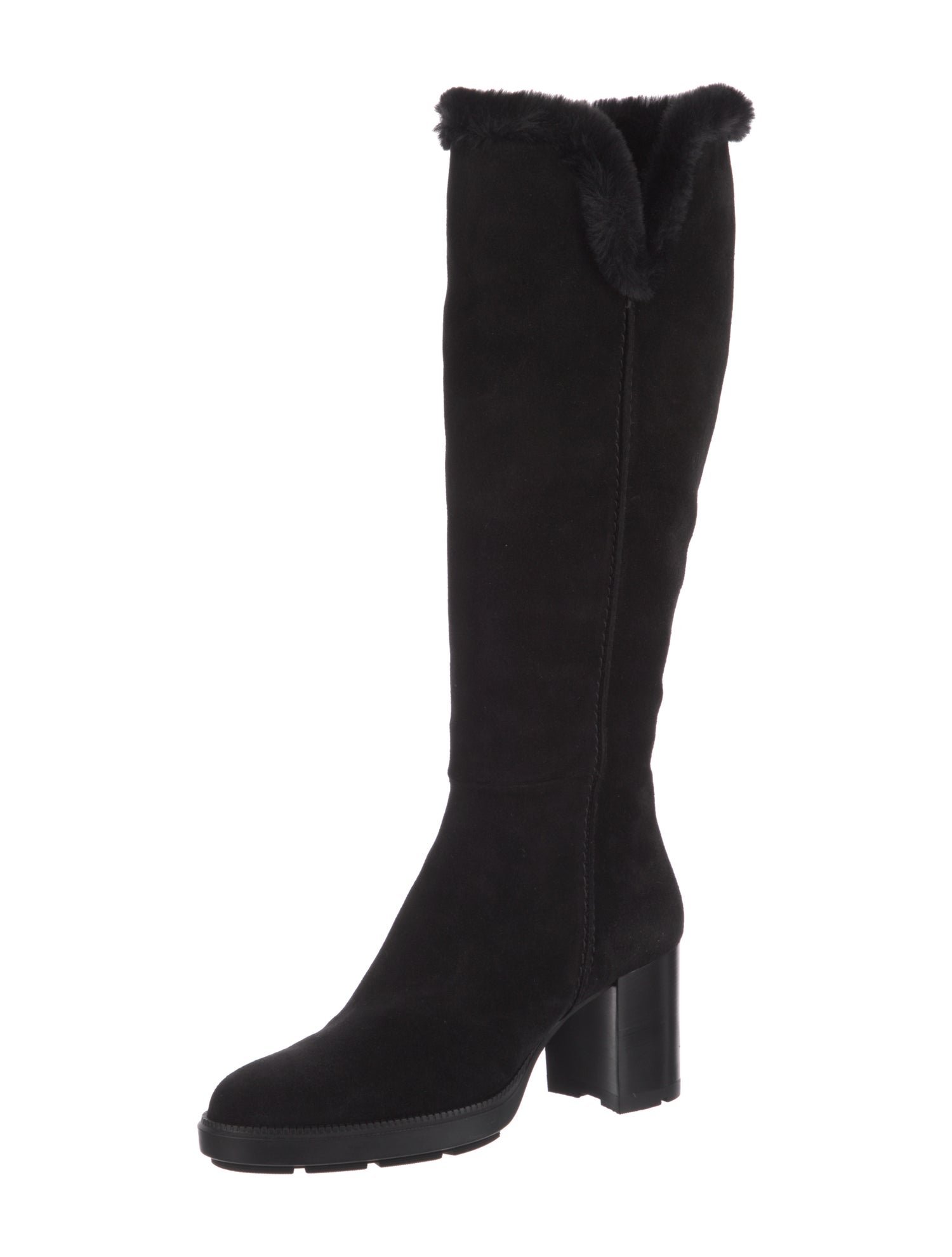 Aquatalia Suede Fur Trim Boots