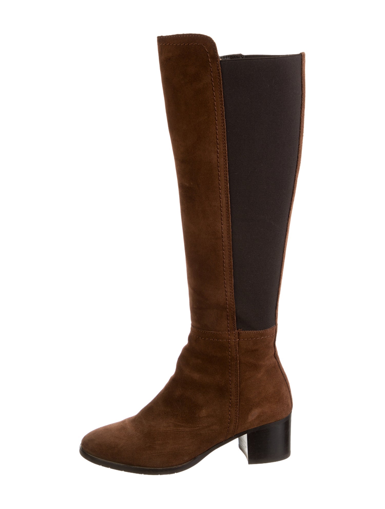 Aquatalia Suede Colorblock Pattern Riding Boots