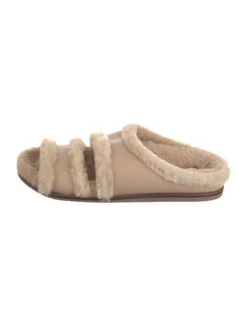 Aquatalia Leather Fur Trim Mules