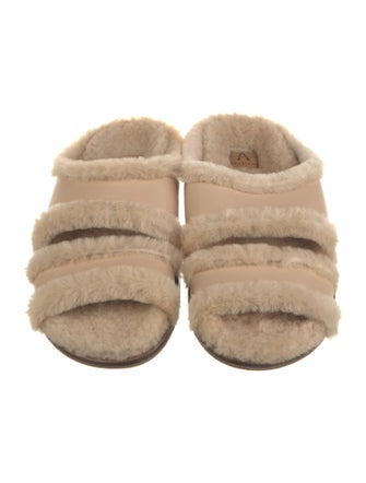 Aquatalia Leather Fur Trim Mules