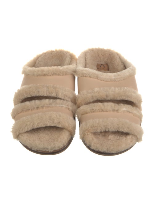 Aquatalia Leather Fur Trim Mules