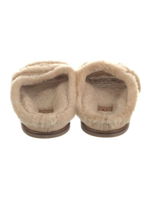 Aquatalia Leather Fur Trim Mules