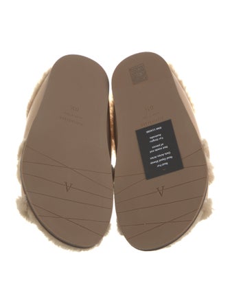 Aquatalia Leather Fur Trim Mules