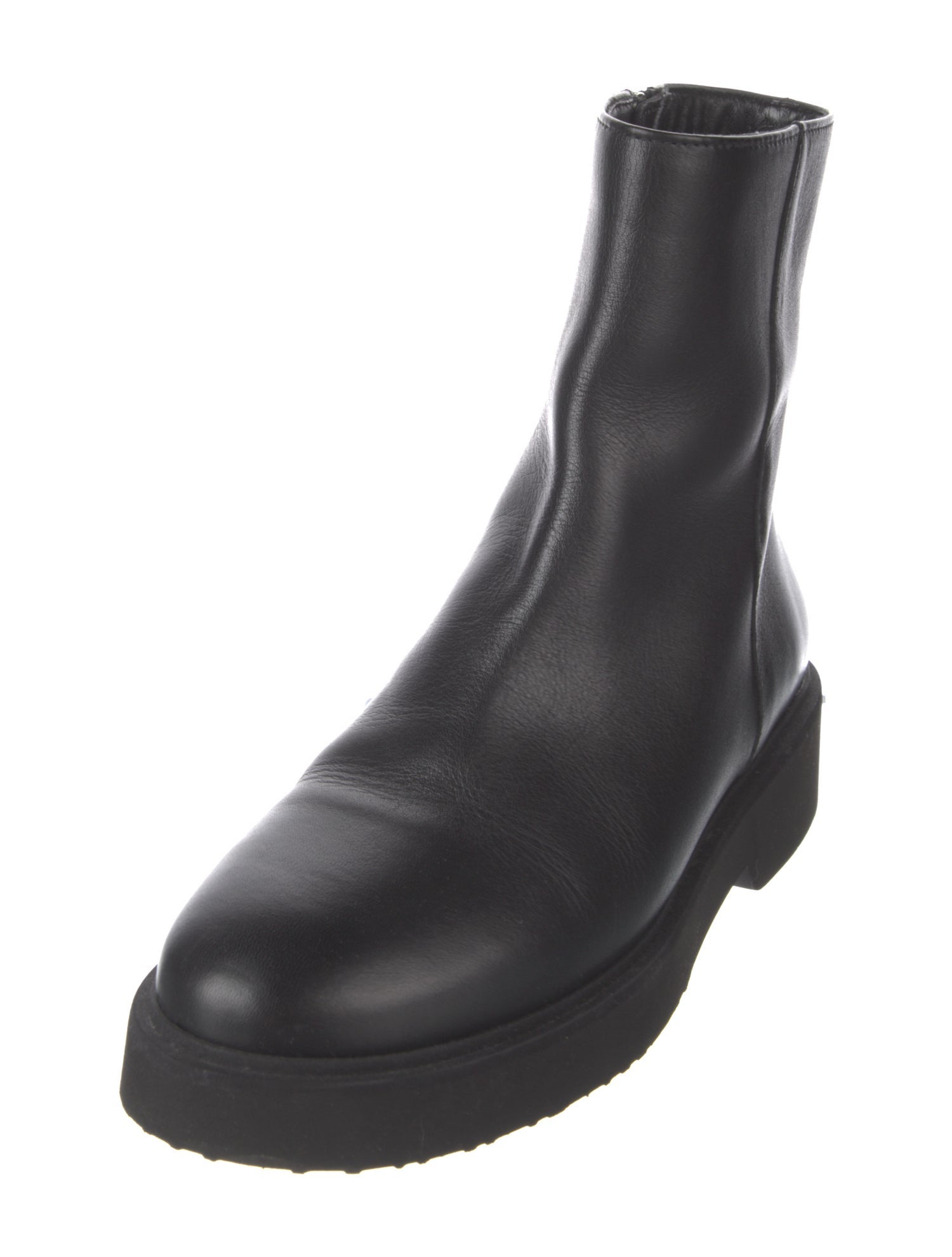 Aquatalia Leather Chain-Link Accents Moto Boots