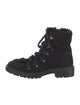 Aquatalia Suede Faux Fur Trim Combat Boots