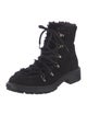 Aquatalia Suede Faux Fur Trim Combat Boots