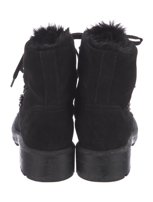 Aquatalia Suede Faux Fur Trim Combat Boots