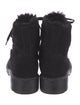 Aquatalia Suede Faux Fur Trim Combat Boots