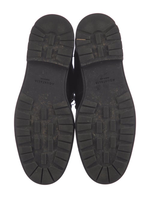 Aquatalia Suede Faux Fur Trim Combat Boots