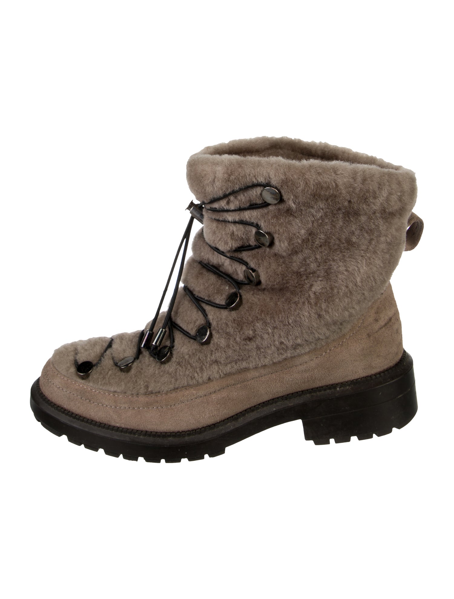 Aquatalia Suede Fur Trim Combat Boots