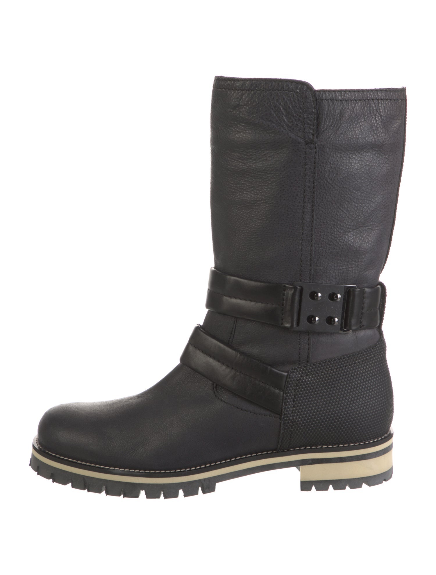 Aquatalia Leather Leather Trim Embellishment Moto Boots