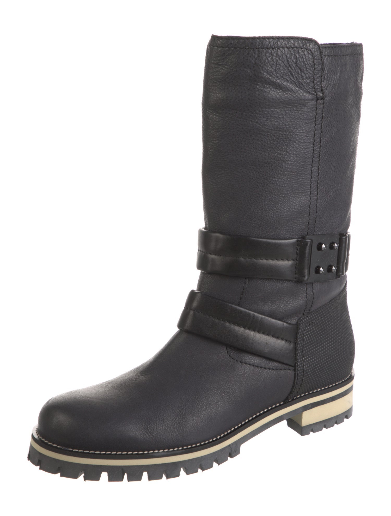 Aquatalia Leather Leather Trim Embellishment Moto Boots