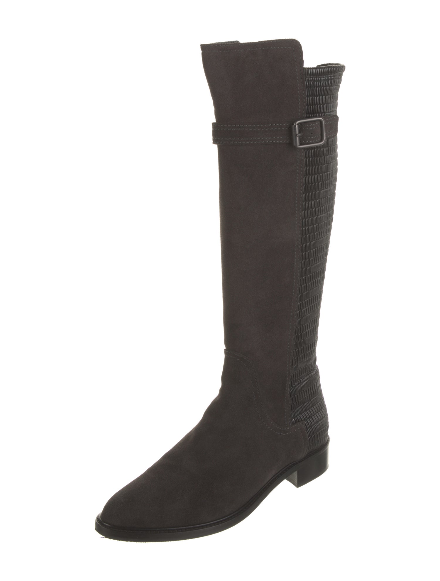 Aquatalia Suede Leather Trim Embellishment Riding Boots
