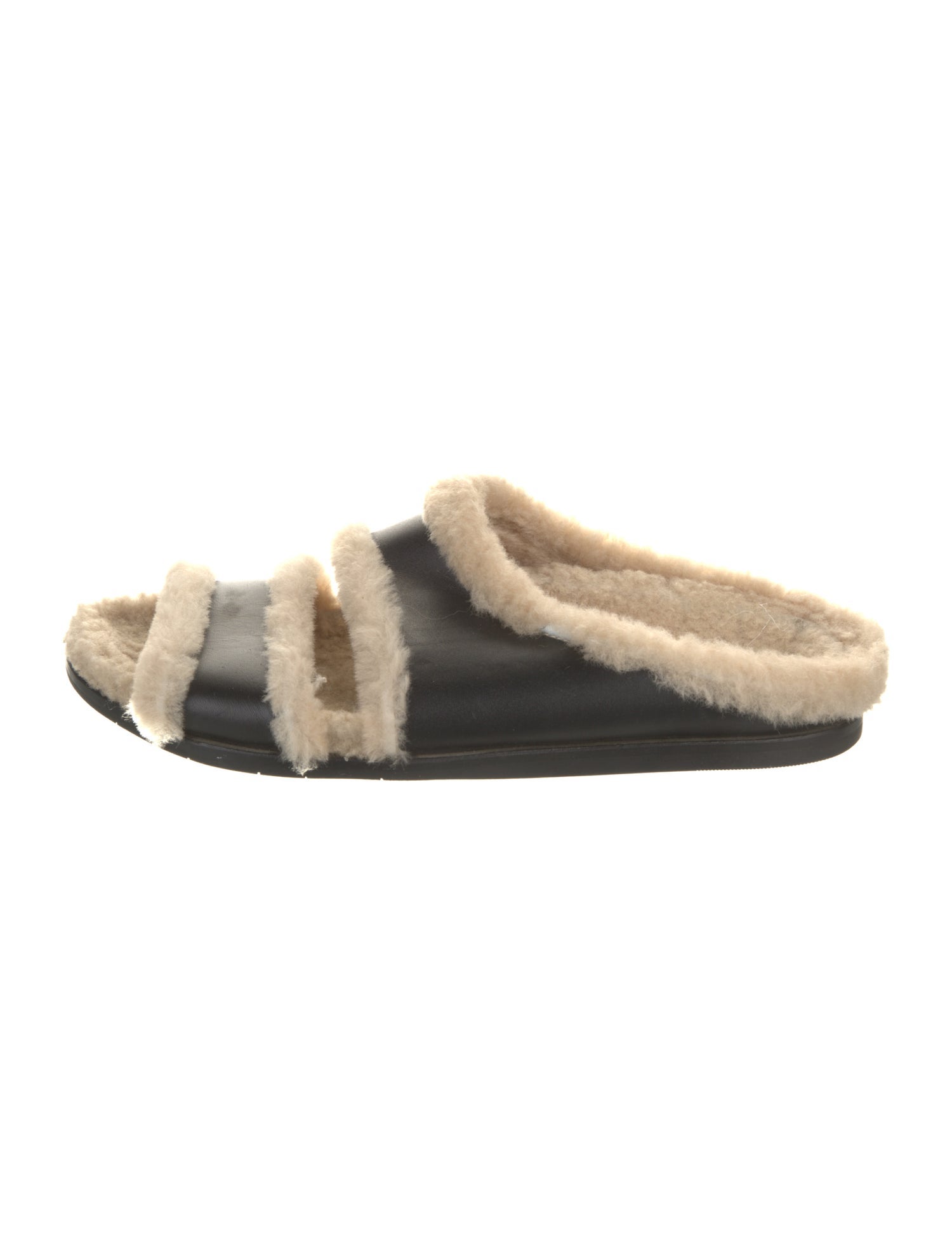 Aquatalia Shearling Leather Trim Embellishment Slides
