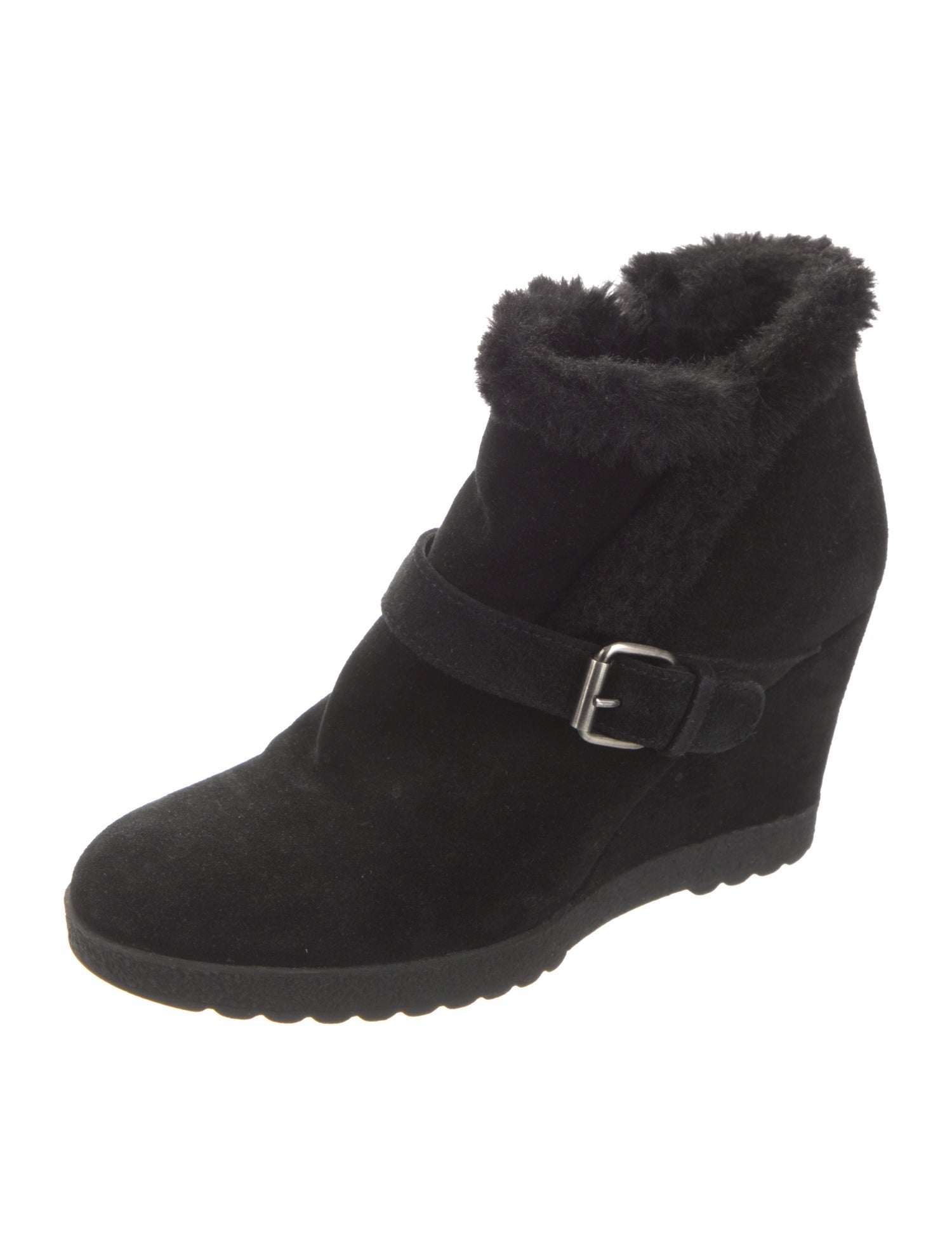 Aquatalia Suede Faux Fur Trim Boots