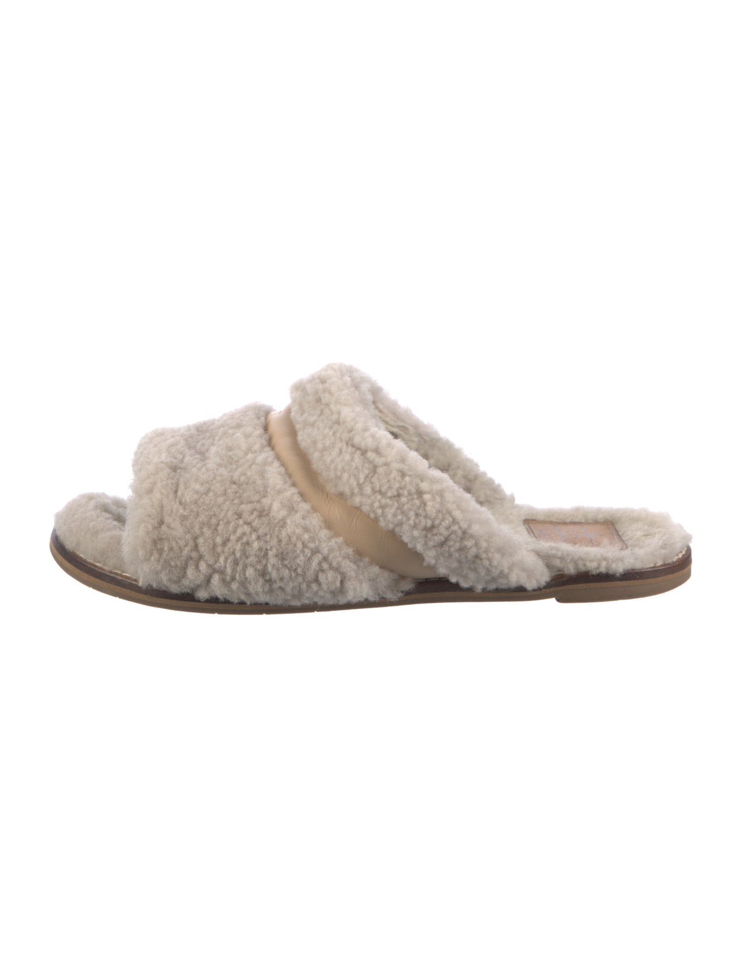 Aquatalia Shearling Leather Trim Embellishment Slides