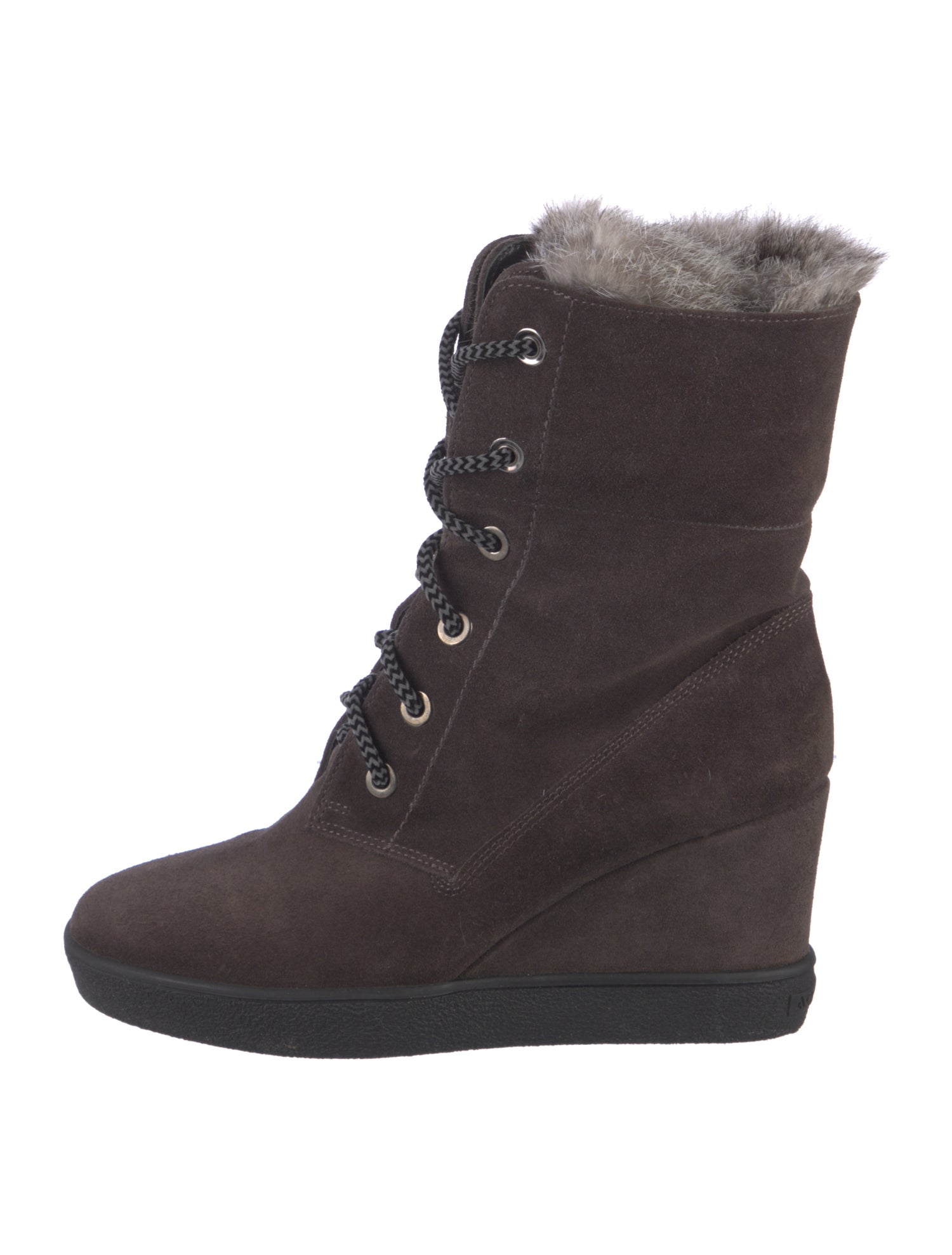Aquatalia Suede Fur Trim Lace-Up Boots