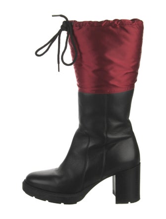 Aquatalia Leather Colorblock Pattern Lace-Up Boots