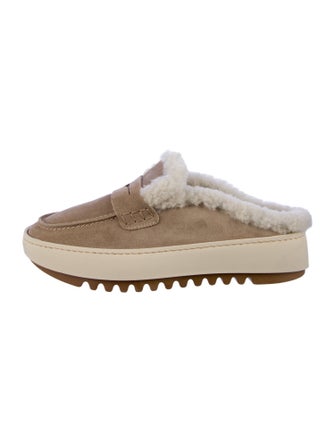 Aquatalia Suede Fur Trim Slippers