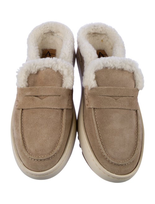 Aquatalia Suede Fur Trim Slippers