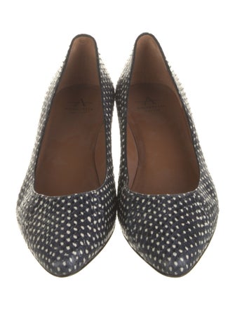 Aquatalia Embossed Leather Animal Print Pumps
