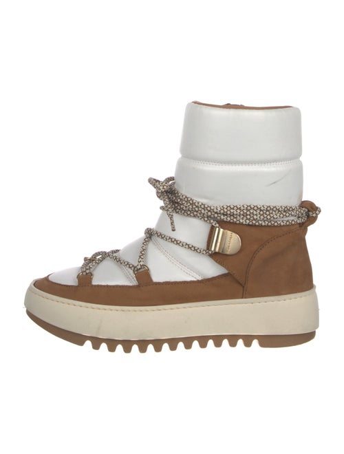 Aquatalia Leather Colorblock Pattern Lace-Up Boots