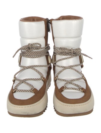 Aquatalia Leather Colorblock Pattern Lace-Up Boots