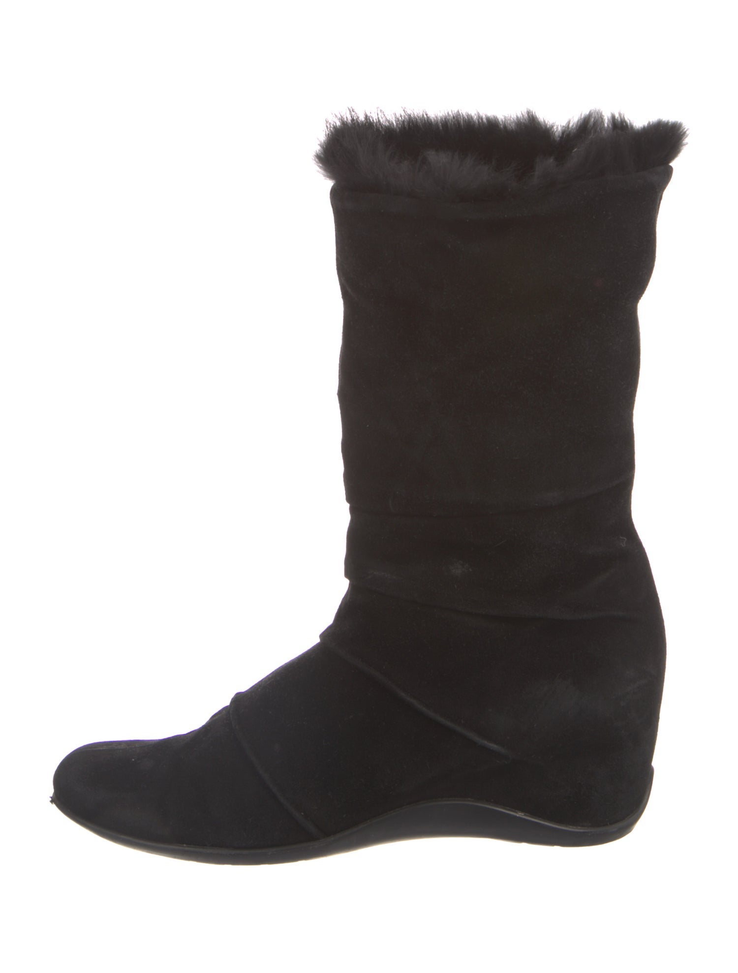 Aquatalia Suede Faux Fur Trim Boots